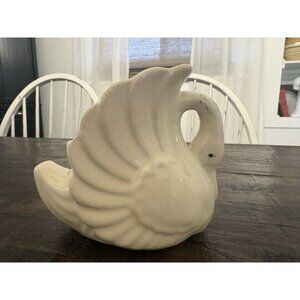 Vintage Mid Century Pottery Swan Planter Vase
